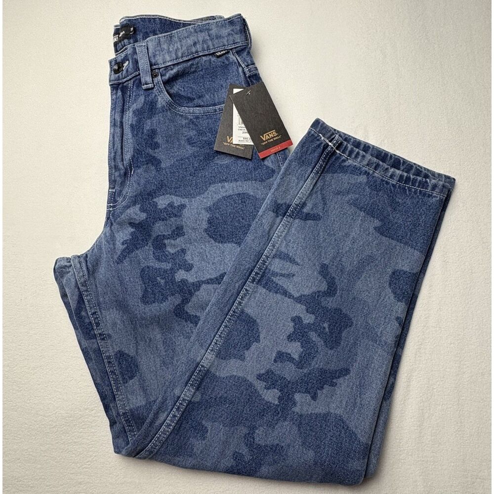 Vans Off The Wall Check-5 Loose Jeans Blue Camo Men's Size 29 NWT